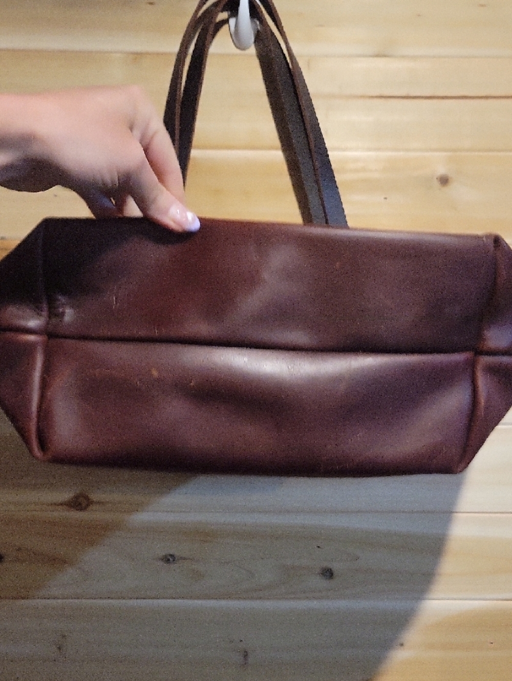 Portland Leather Dark Brown Tote with Front Pocket - Picture 6 of 11